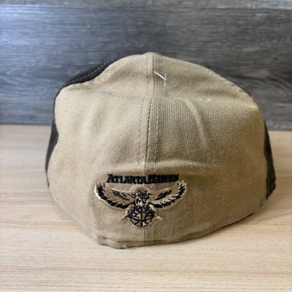 Vintage Atlanta Hawks Hat Cap Fitted 7 1/2 Brown NBA Basketball Wool USA New Era